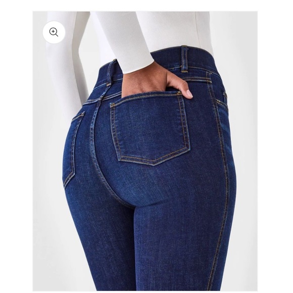 Spanx Blue High Rise Flare Leg Jeans Midnight Large - Picture 2 of 10